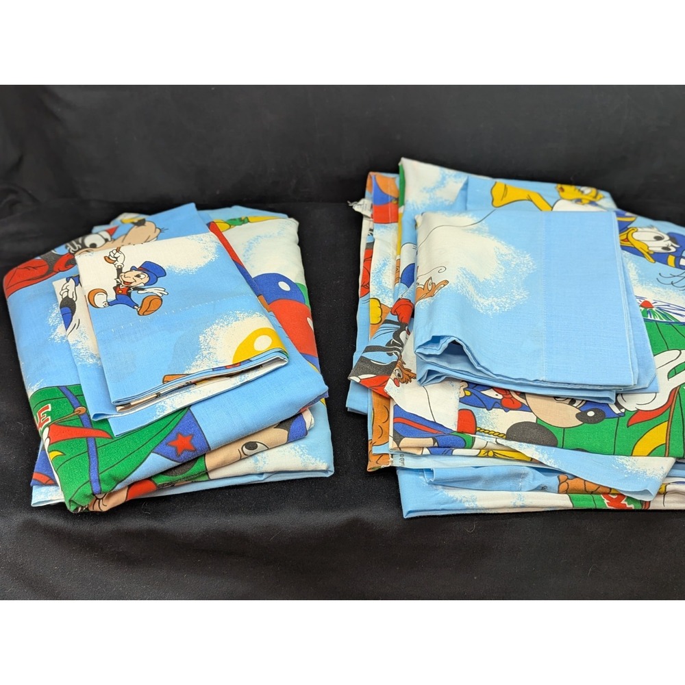 VTG 80's Disney Mickey Mouse 2 Sets Twin Sheets Pillowcase Curtains w/ Vallance - Picture 6 of 8